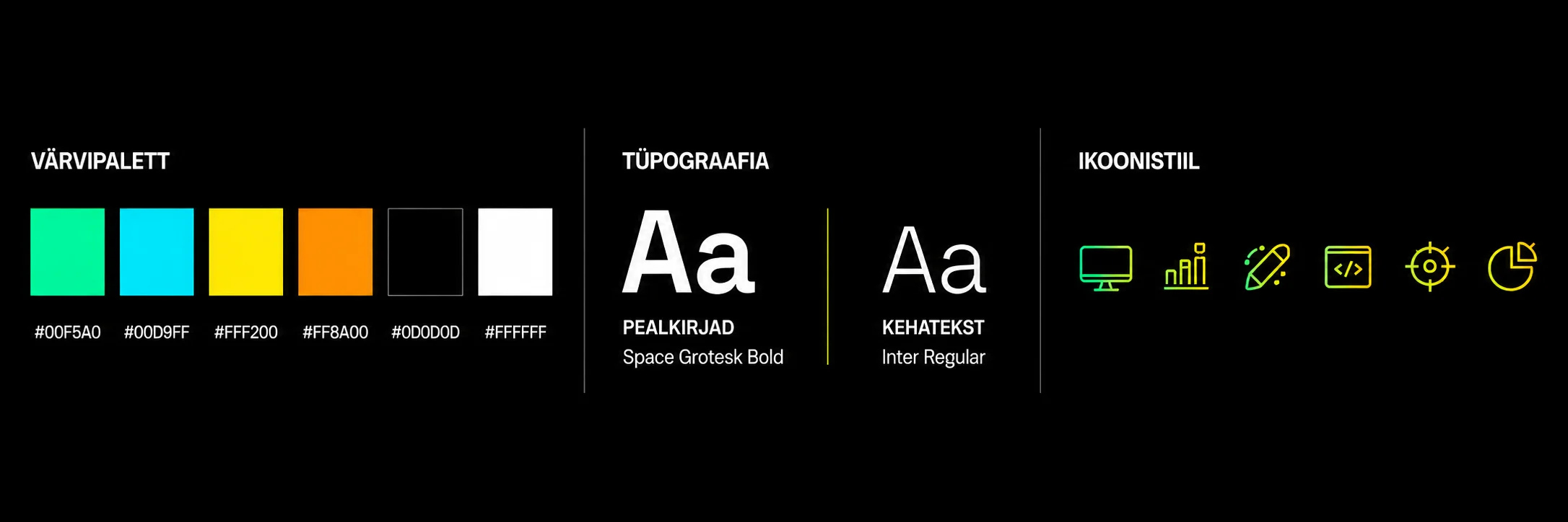 NEO Digital — värvipalett ja tüpograafia