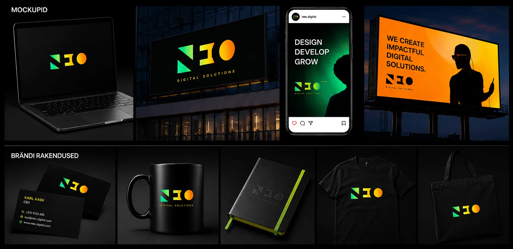 NEO Digital — brändi rakendused ja logo kasutus